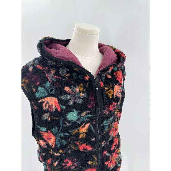 PrAna Womens Polar Escape Fleur Black Fleece Floral Vest Medium - Picture 4 of 10